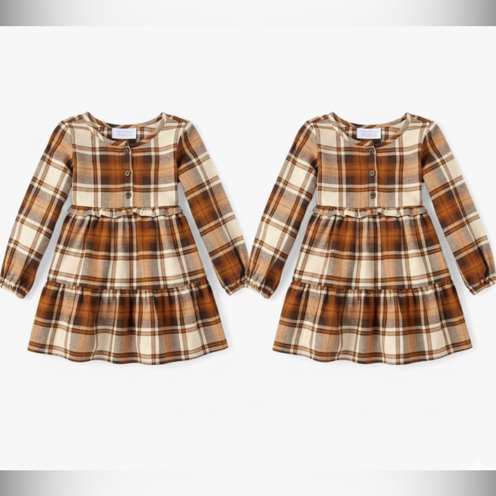 TWIN BUNDLE/ The Children’s Place Long Sleeve Plaid Dresses / 18-24 months